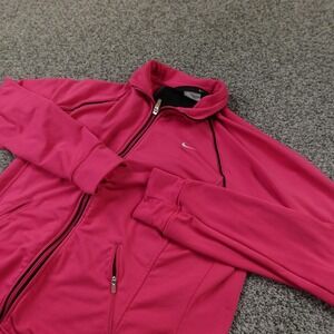 VTG Nike Jacket Womens M Pink Dri FIT Full Zip Track Running Athletic Gym Y2K